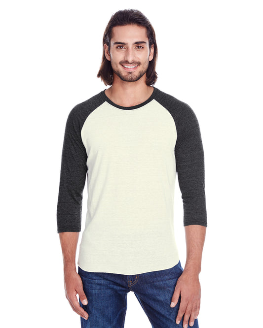 Unisex Triblend 3/4-Sleeve Raglan - Cream / Black Triblend
