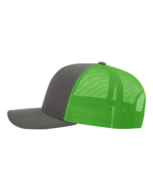 Richardson 112 Charcoal/ Neon Green — direct side