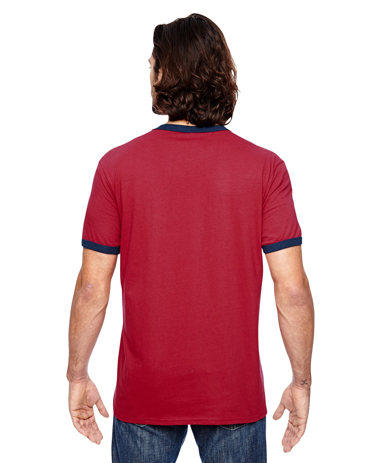 Unisex Lightweight Ringer T-Shirt - Industry Red Navy