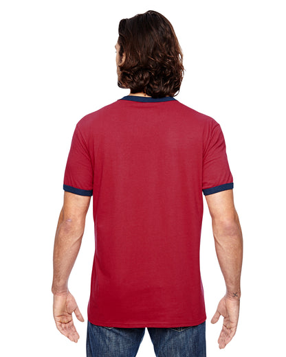 Unisex Lightweight Ringer T-Shirt - Industry Red Navy