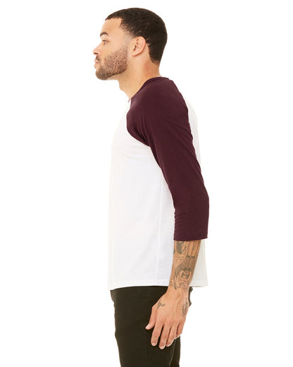 Unisex 3/4-Sleeve Baseball T-Shirt - White / Maroon