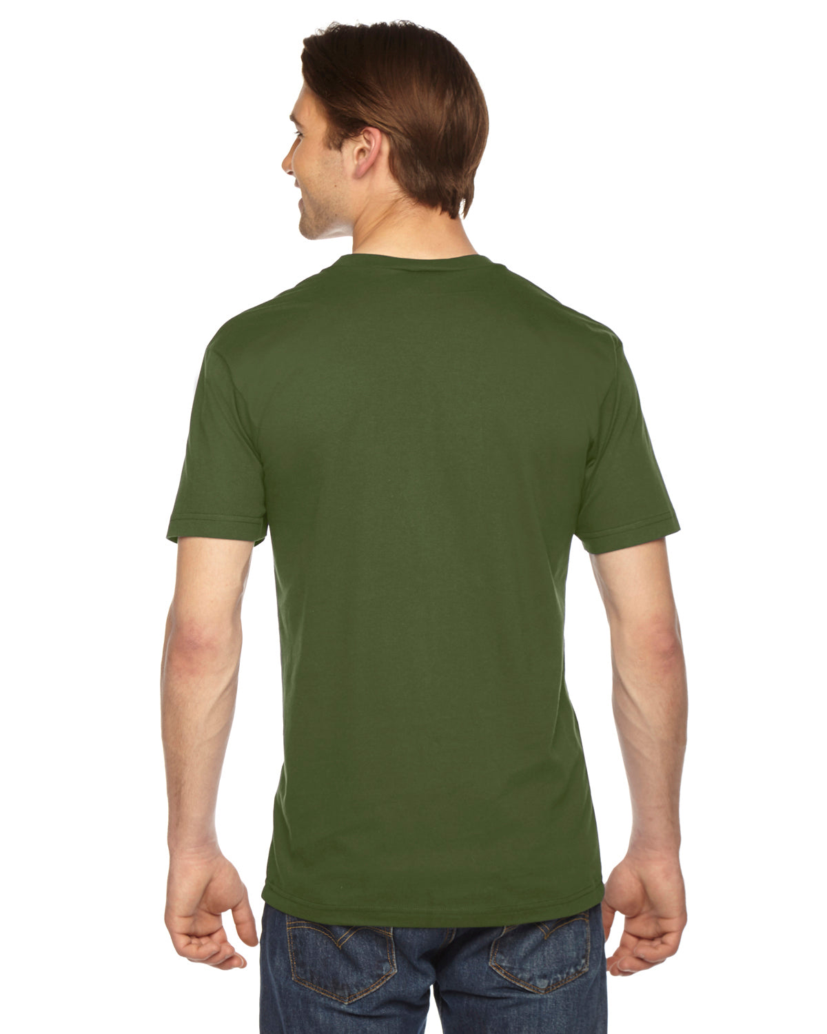 Unisex Fine Jersey Short-Sleeve V-Neck T-Shirt - Olive