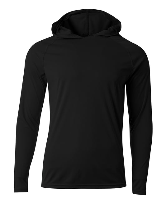 A4 Unisex Cooling Long Sleeve Hooded Tee - Black