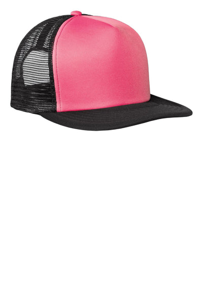 Flat Bill Snapback Trucker Cap - Neon Pink