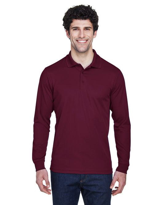 Men's Pinnacle Performance Long-Sleeve Piqué Polo - Burgundy