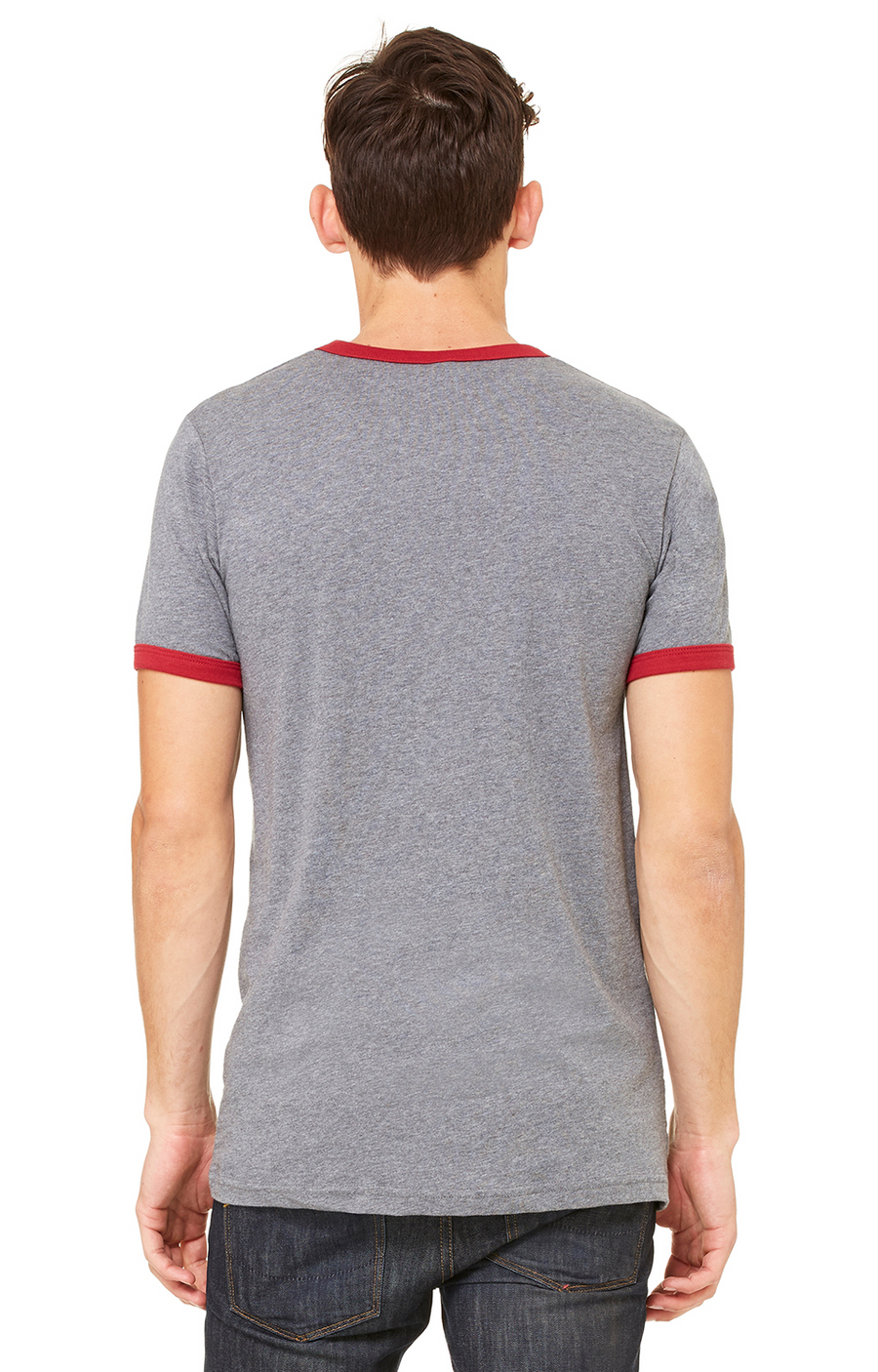 Men's Jersey Short-Sleeve Ringer T-Shirt - Heather Deep / Cardinal