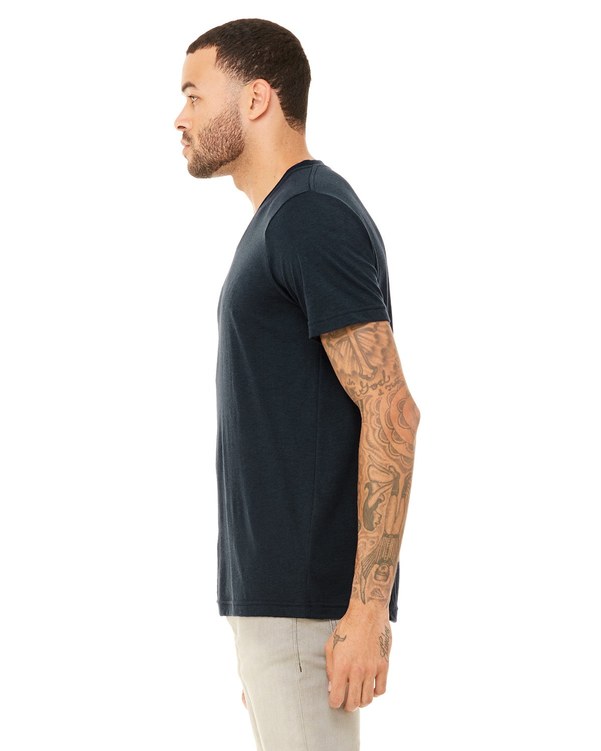 Unisex Triblend V-Neck T-Shirt - Solid Navy Triblend