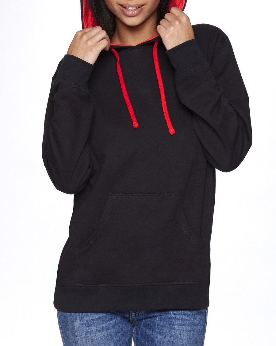 Unisex French Terry Pullover Hoodie - Black / Red