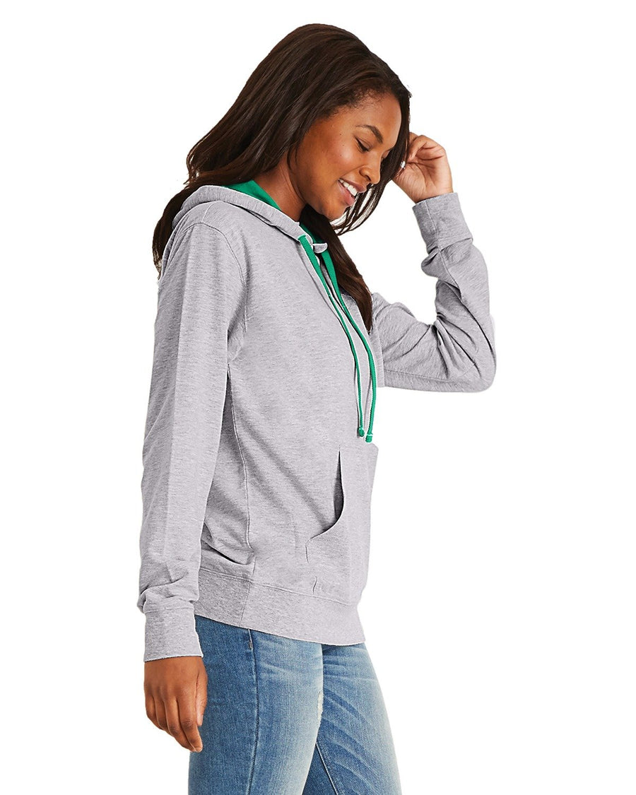 Unisex French Terry Pullover Hoodie - Heather Gray / Kelly Green