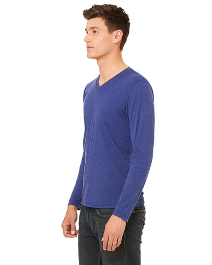 Unisex Jersey Long-Sleeve V-Neck T-Shirt - Navy Triblend