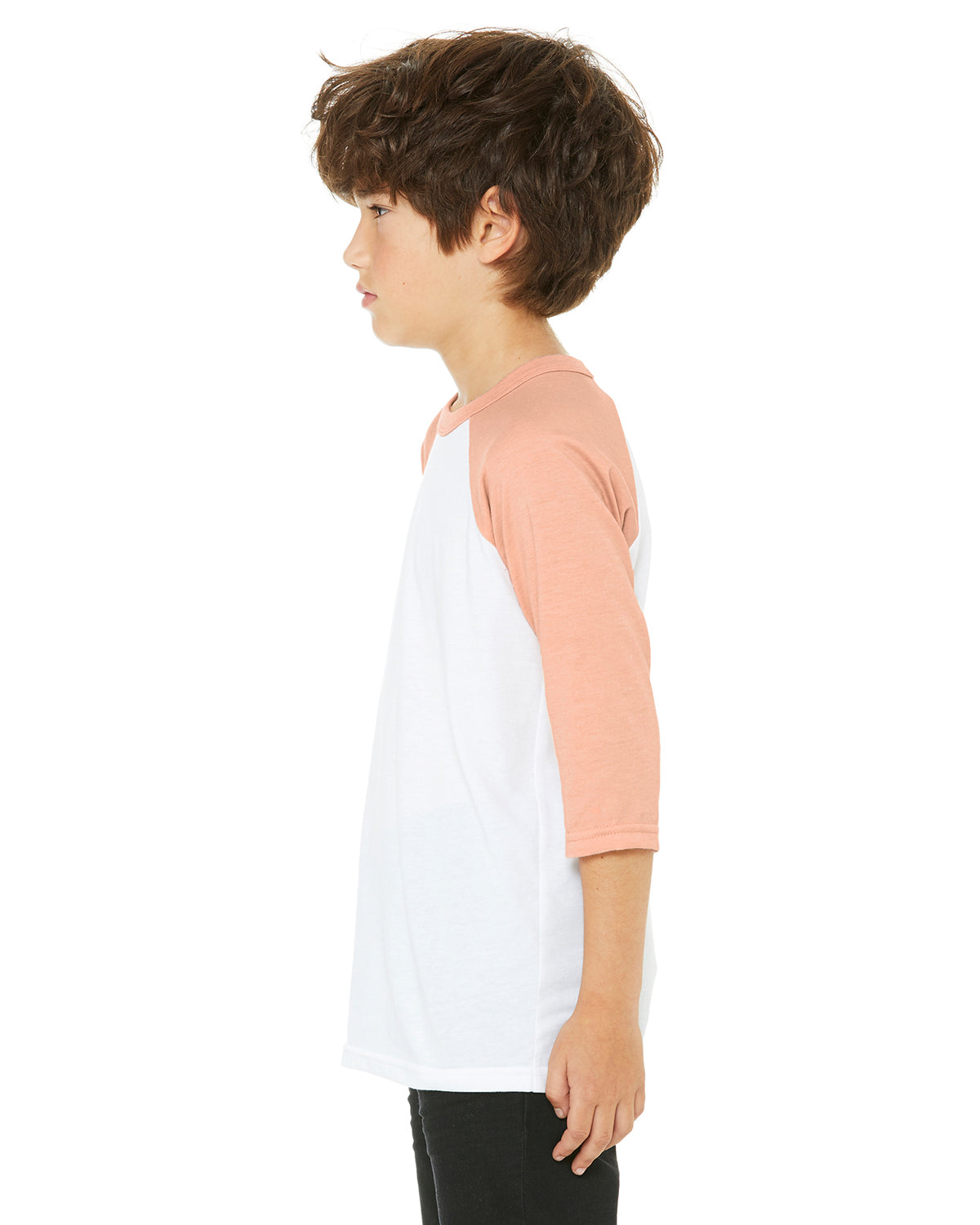 Youth 3/4-Sleeve Baseball T-Shirt - White / Heather Peach