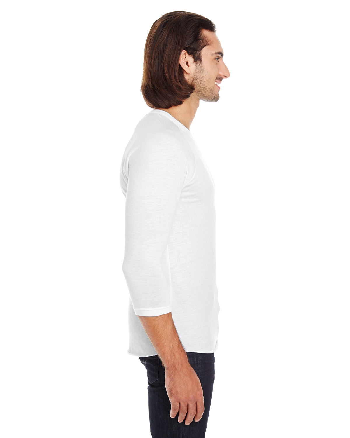 Unisex Poly-Cotton 3/4-Sleeve Raglan T-Shirt - White
