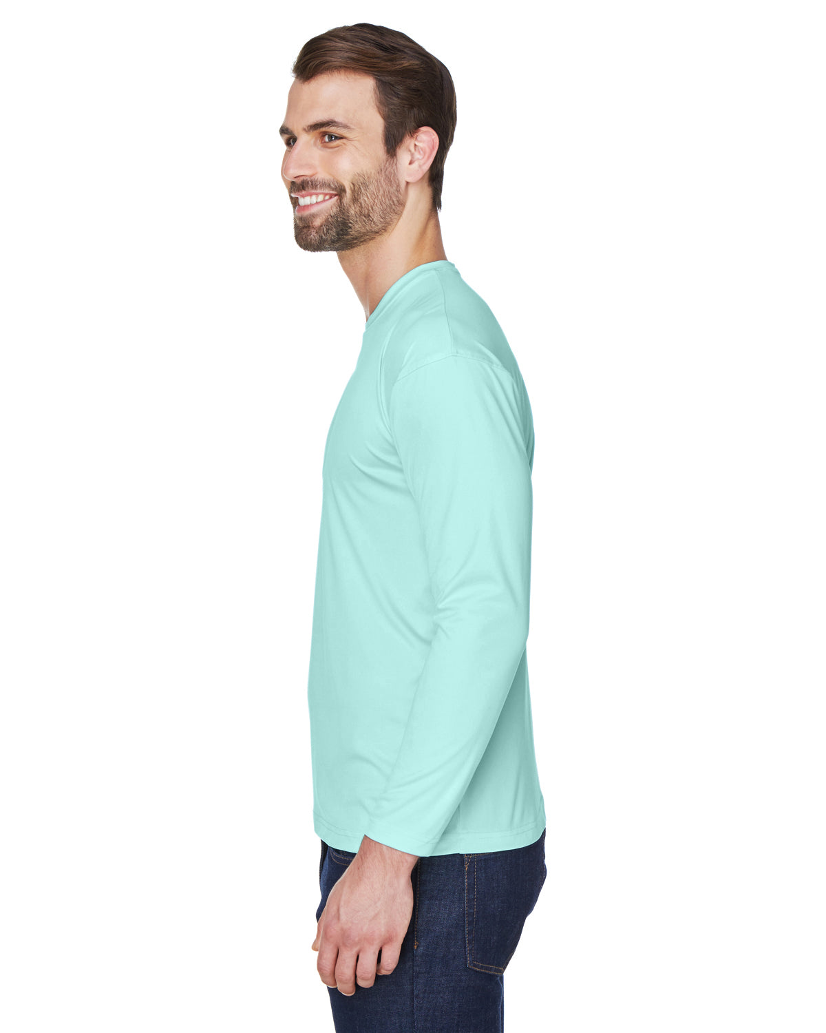 Unisex Cool & Dry Sport Long-Sleeve Performance Interlock T-Shirt - Sea Frost