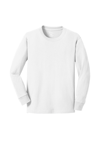 Youth Long Sleeve Core Cotton Tee - White