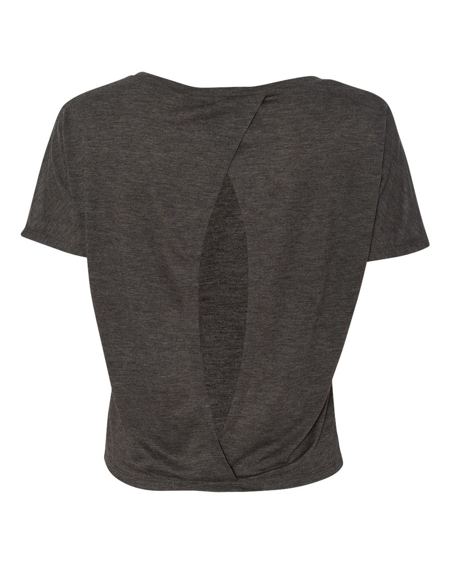 Women's Flowy Open Back Tee - Heather Dark Gray