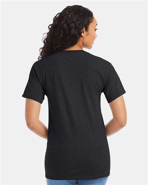 Hanes 5280 Charcoal Heather — on model back
