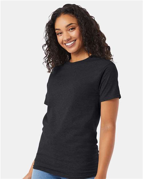 Hanes 5280 Charcoal Heather — on model side