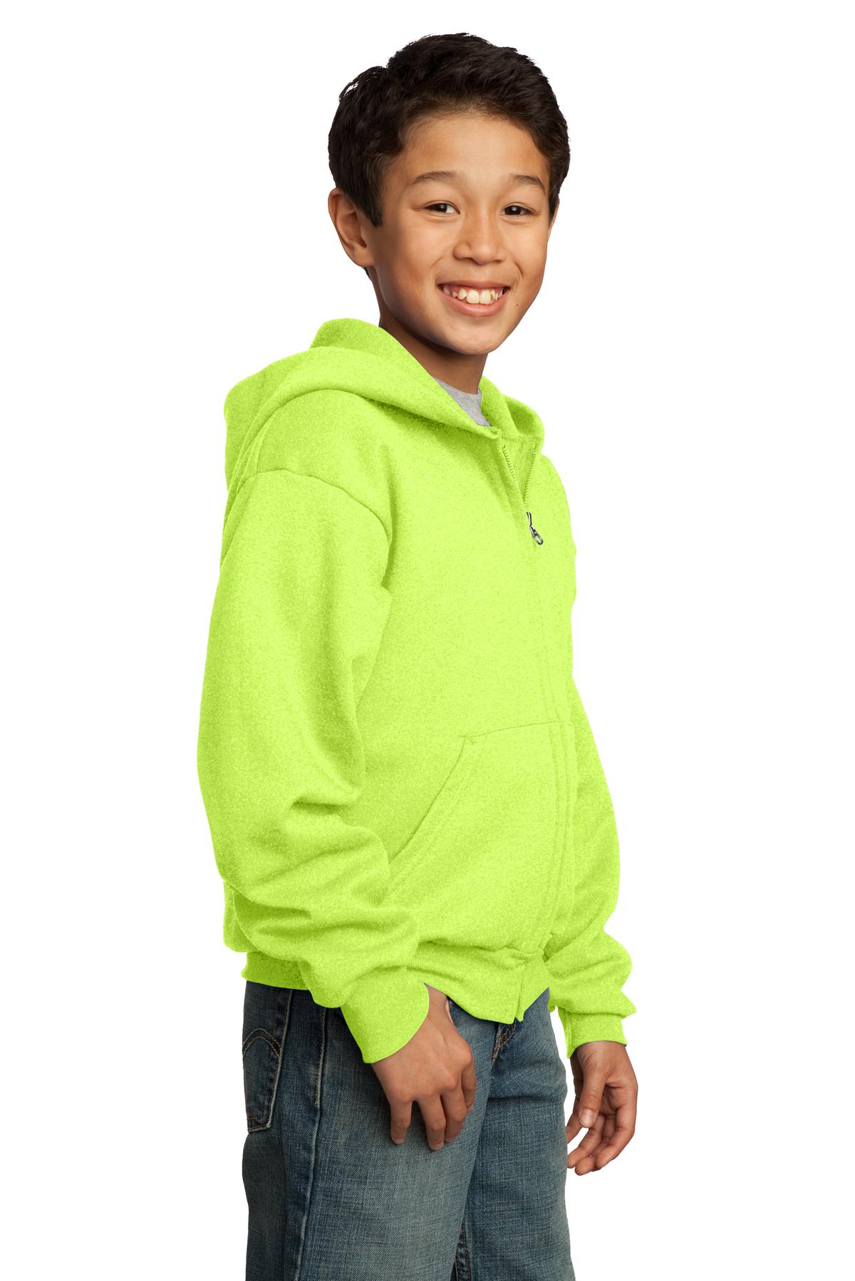 Youth Core Fleece Full-Zip Hoodie - Neon Yellow