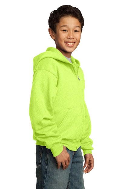 Youth Core Fleece Full-Zip Hoodie - Neon Yellow