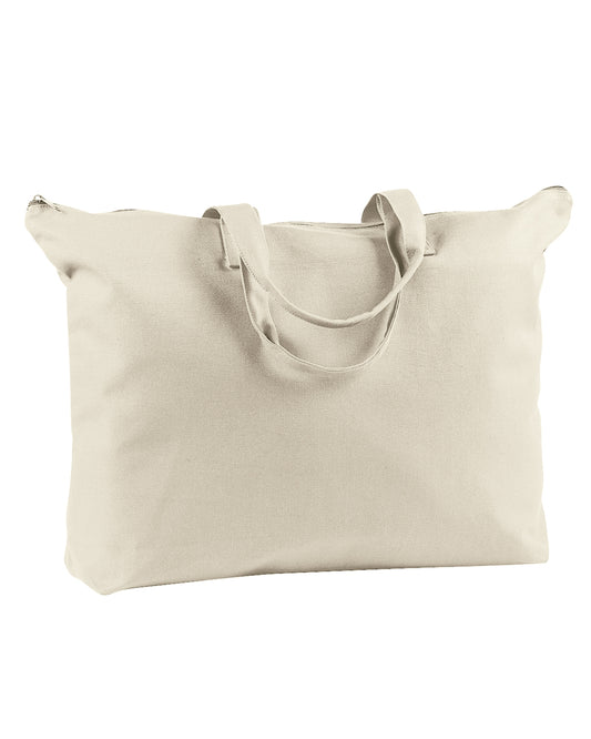 Canvas Zippered Book Tote - Natural