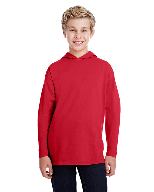 Youth Long-Sleeve Hooded T-Shirt - Red