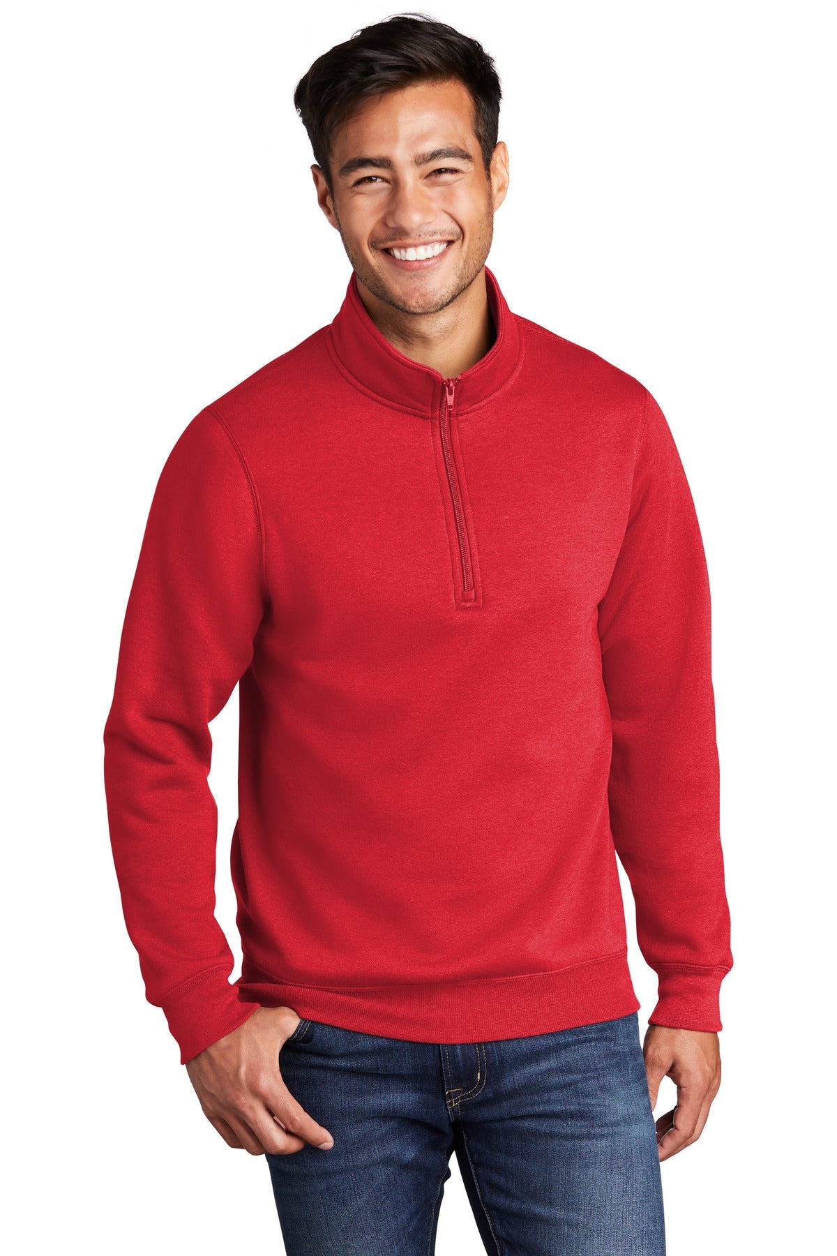 Unisex Core Fleece 1/4-Zip Pullover Sweatshirt - Red