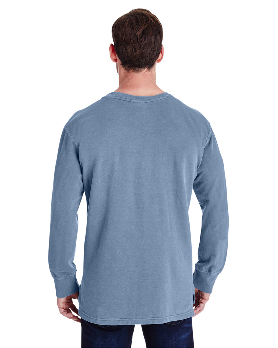 Unisex French Terry Crew With Pocket - Blue Jean