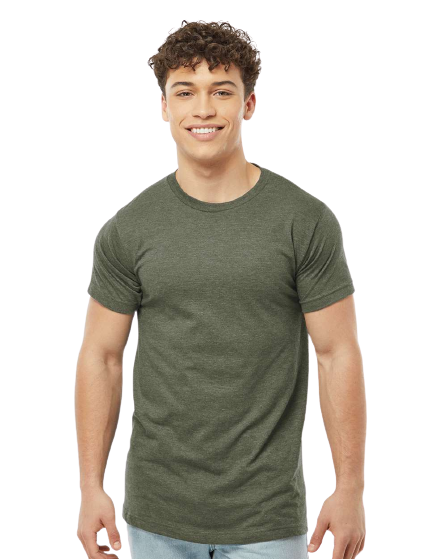 Unisex Fine Jersey Tee - Heather Military Green