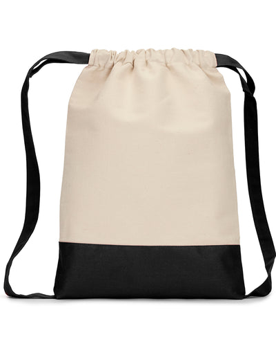 Drawstring Backpack - Natural / Black