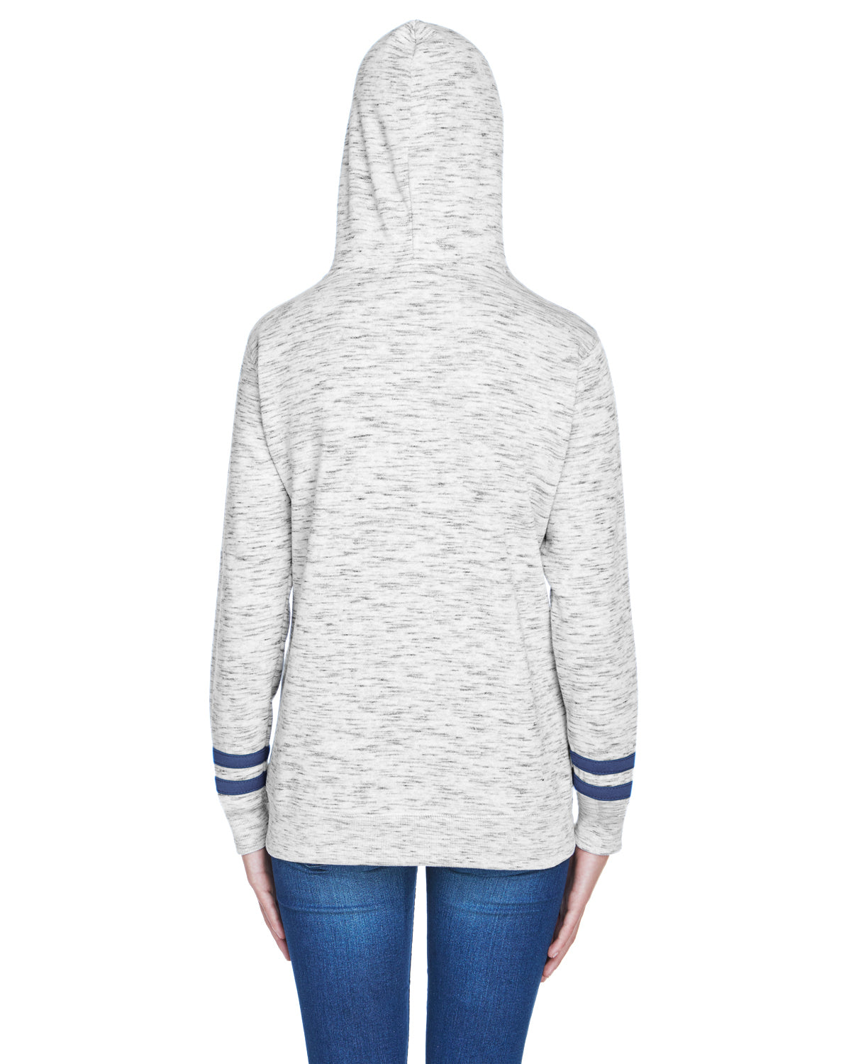 Women's Melange Scuba Neck Sweatshirt - White / Navy