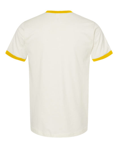 Unisex Fine Jersey Ringer Tee - Vintage White/ Mellow Yellow