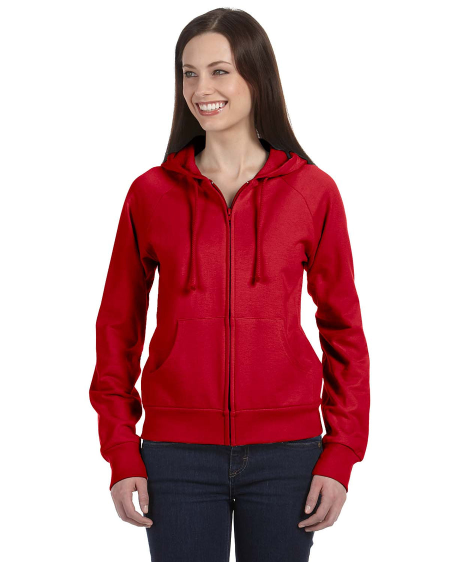 Women's Fleece Full-Zip Raglan Hoodie - Red
