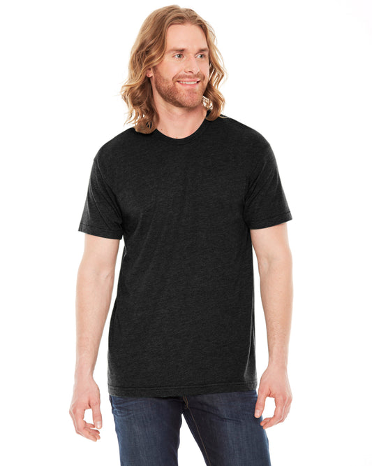 Unisex Poly-Cotton USA Made Crewneck T-Shirt - Heather Black