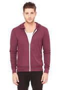Unisex Triblend Full-Zip Lightweight Hoodie - Maroon Triblend