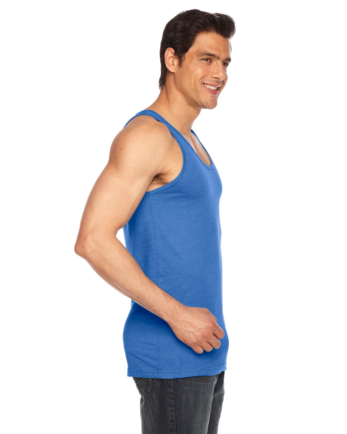 Unisex Poly-Cotton Tank - Heather Lake Blue