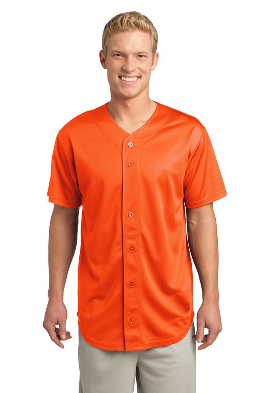 Unisex PosiCharge Tough Mesh Full-Button Jersey - Deep Orange