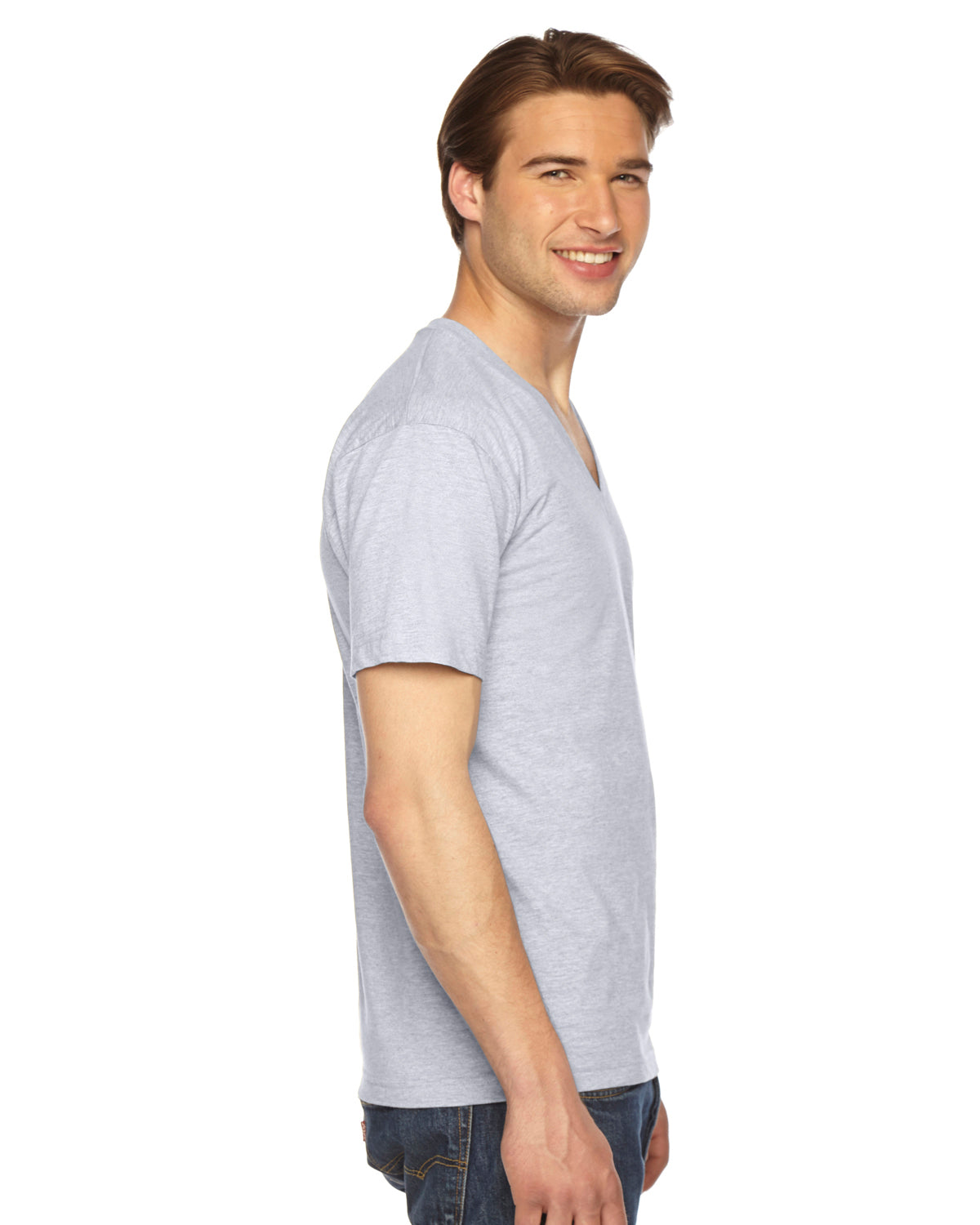 Unisex Fine Jersey Short-Sleeve V-Neck T-Shirt - Ash Gray