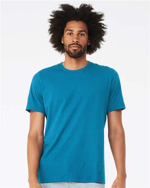 BELLA + CANVAS 3001 Electric Blue — on model front
