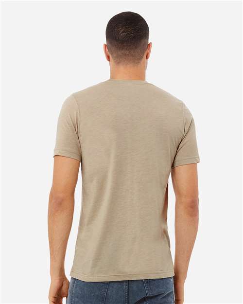 BELLA + CANVAS 3413 Tan Triblend — on model back