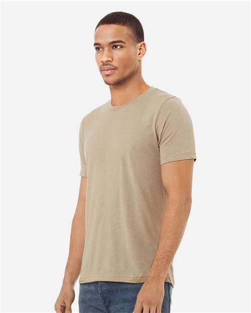 BELLA + CANVAS 3413 Tan Triblend — on model side