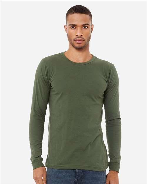 BELLA + CANVAS 3501 Military Green — on model front