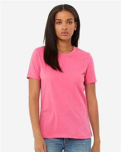 BELLA + CANVAS 6400 Charity Pink — on model front