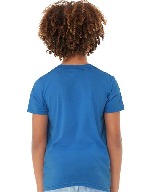 BELLA + CANVAS 3001Y Columbia Blue — on model back
