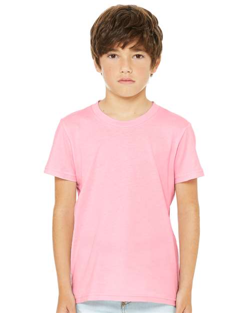 BELLA + CANVAS 3001Y Pink — on model front