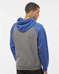 J. America 8885 Smoke Heather/ Vintage Royal Heather — on model back
