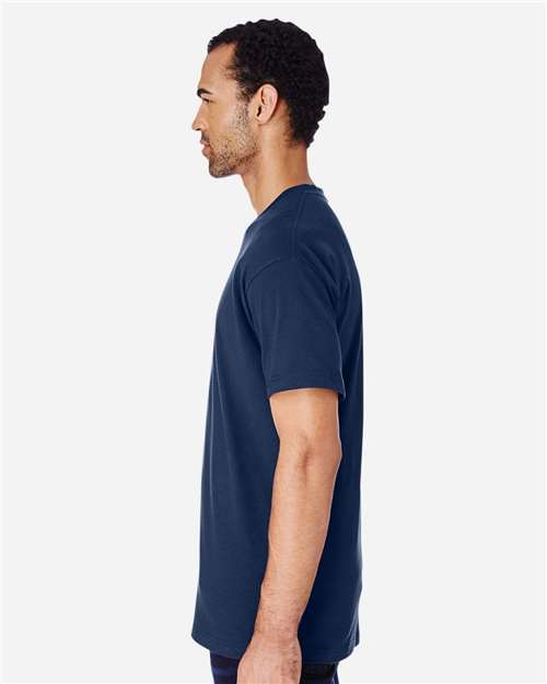 Gildan H000 Dark Navy — on model side