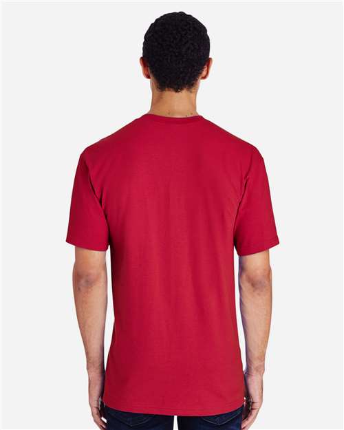 Gildan H000 Scarlet Red — on model back