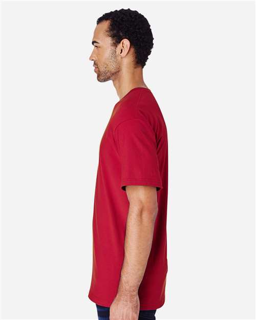 Gildan H000 Scarlet Red — on model side