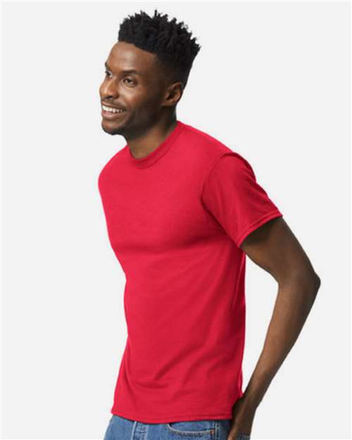 Gildan 8000 Scarlet Red — on model side