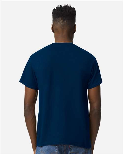 Gildan 8000 Dark Navy — on model back